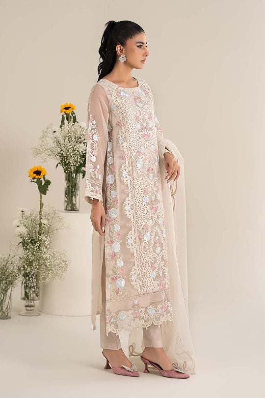 Maria B. | 3 Piece Unstitched Embroidered Organza Shirt with Lawn Lining Suit | DW-EF25-02
