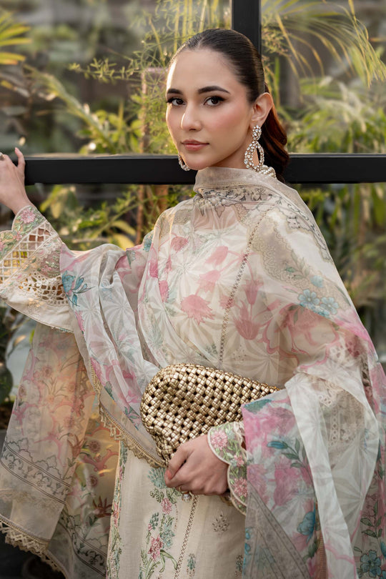Maria B. | 3 Piece Unstitched Embroidered Self Jacquard Lawn Suit | DW-EF25-47