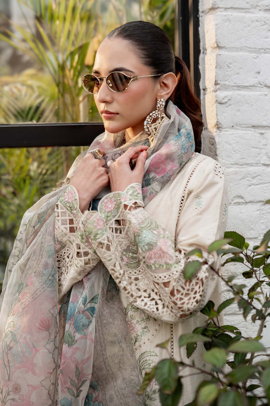 Maria B. | 3 Piece Unstitched Embroidered Self Jacquard Lawn Suit | DW-EF25-47