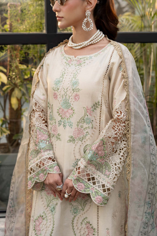 Maria B. | 3 Piece Unstitched Embroidered Self Jacquard Lawn Suit | DW-EF25-47