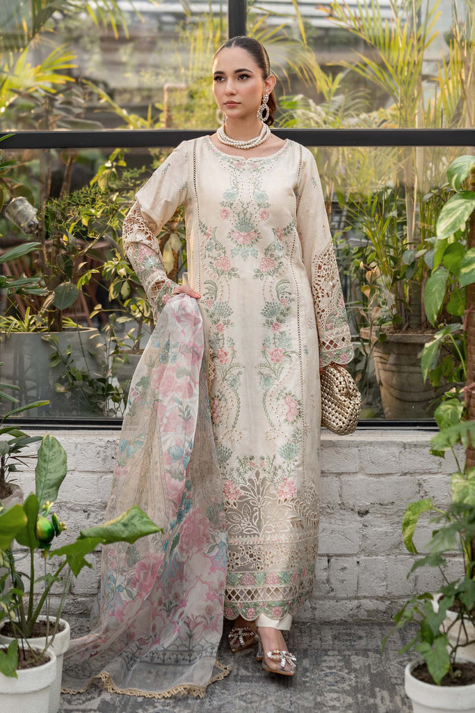 Maria B. | 3 Piece Unstitched Embroidered Self Jacquard Lawn Suit | DW-EF25-47