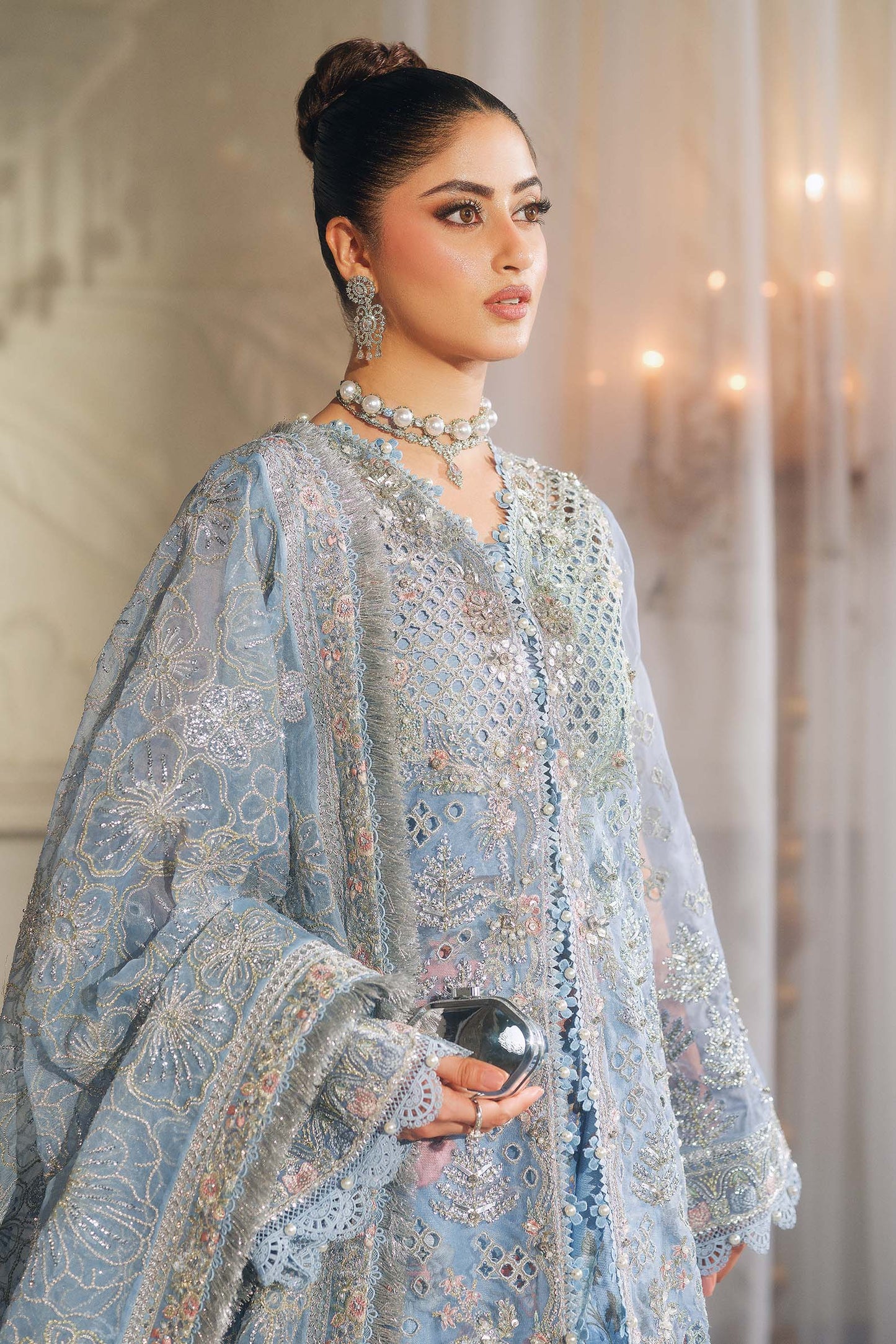 Maryam Hussain | 3 Piece Unstitched Embroidered Organza | Zuri