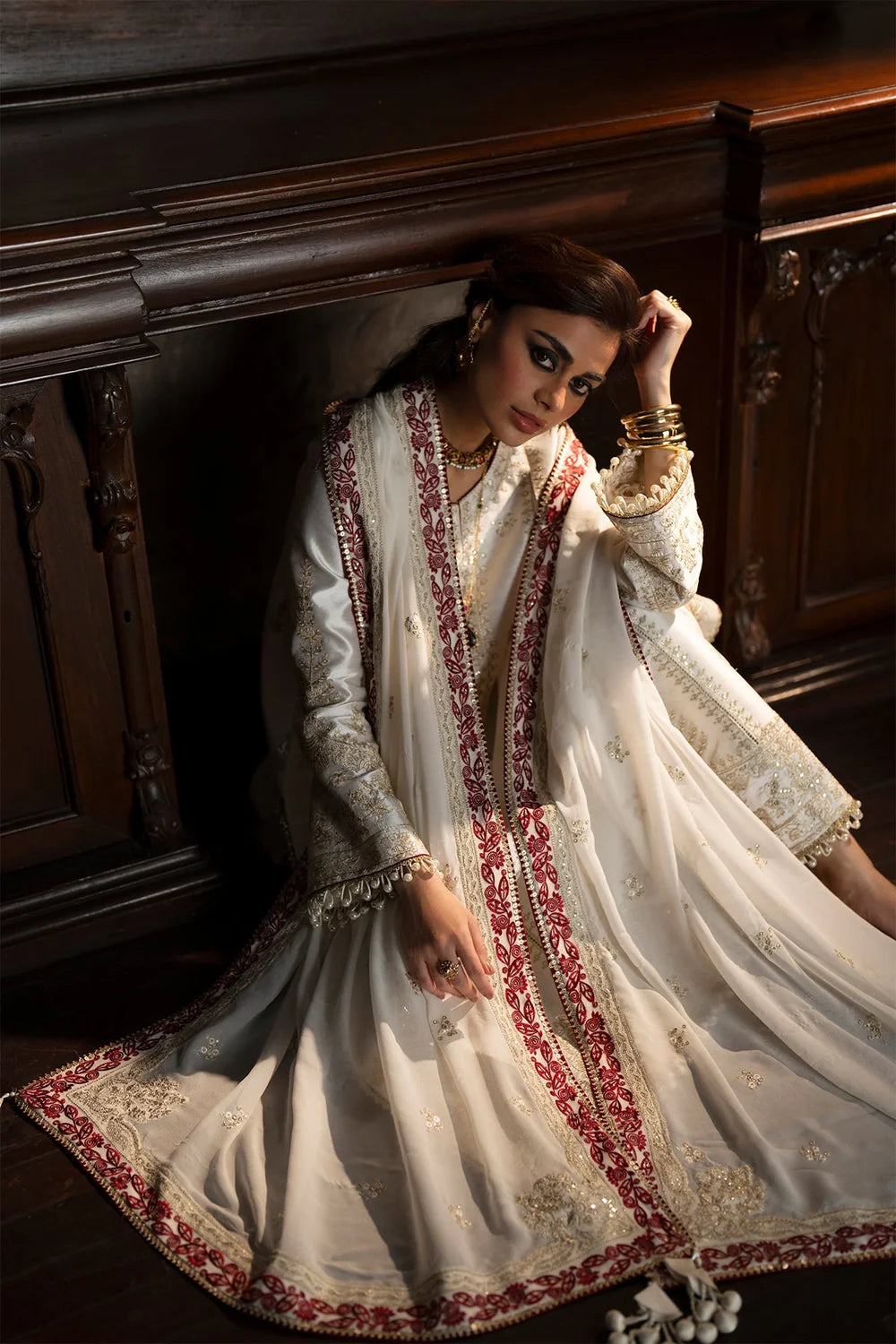 Saad Bin Shahzad | 3 Piece Unstitched Embroidered Tussle Silk | Zyra