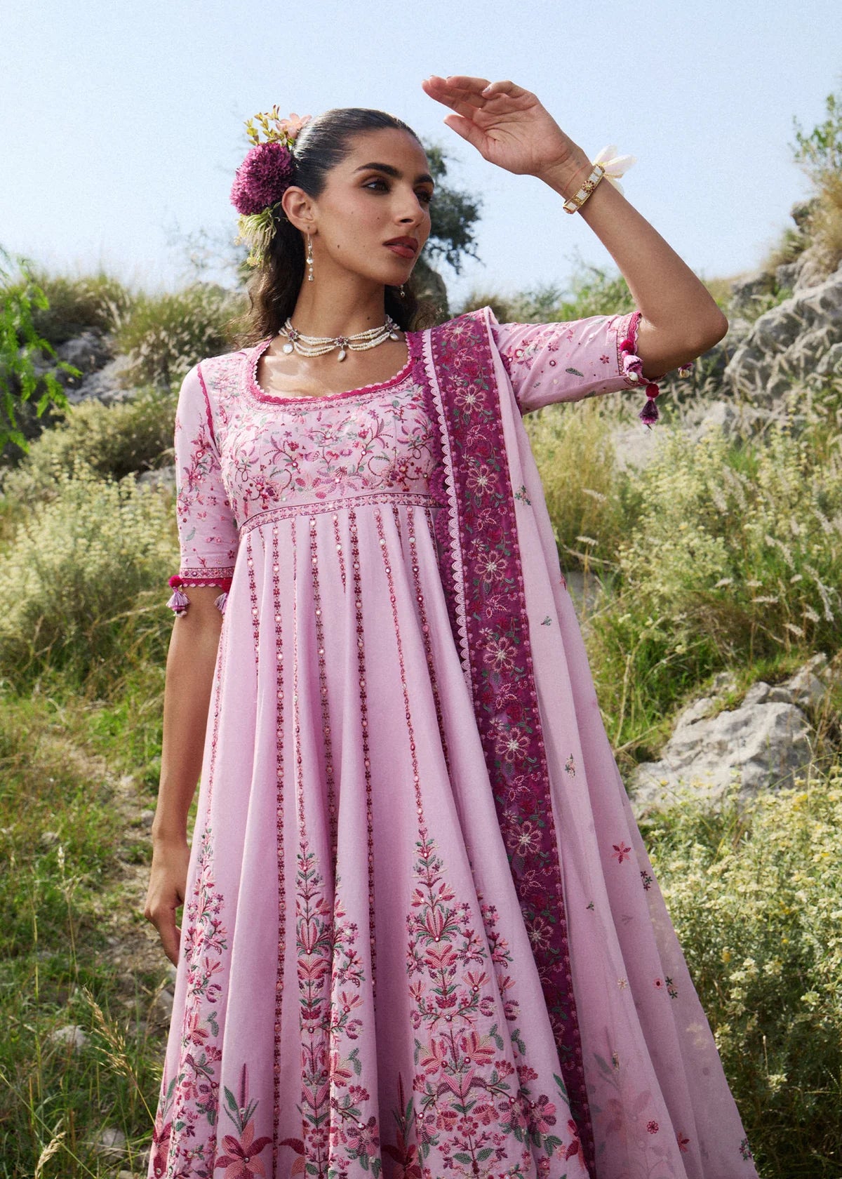 Hussain Rehar | 3 Piece Unstitched Embroidered Lawn | Marjan