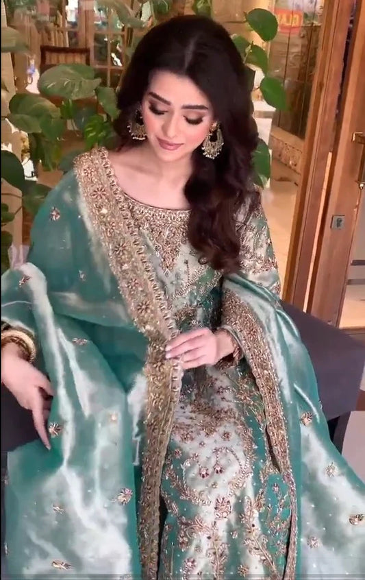 Haris Shakeel | 3 Piece Unstitched Embellishment Embroidered Massori Shirt | 20736