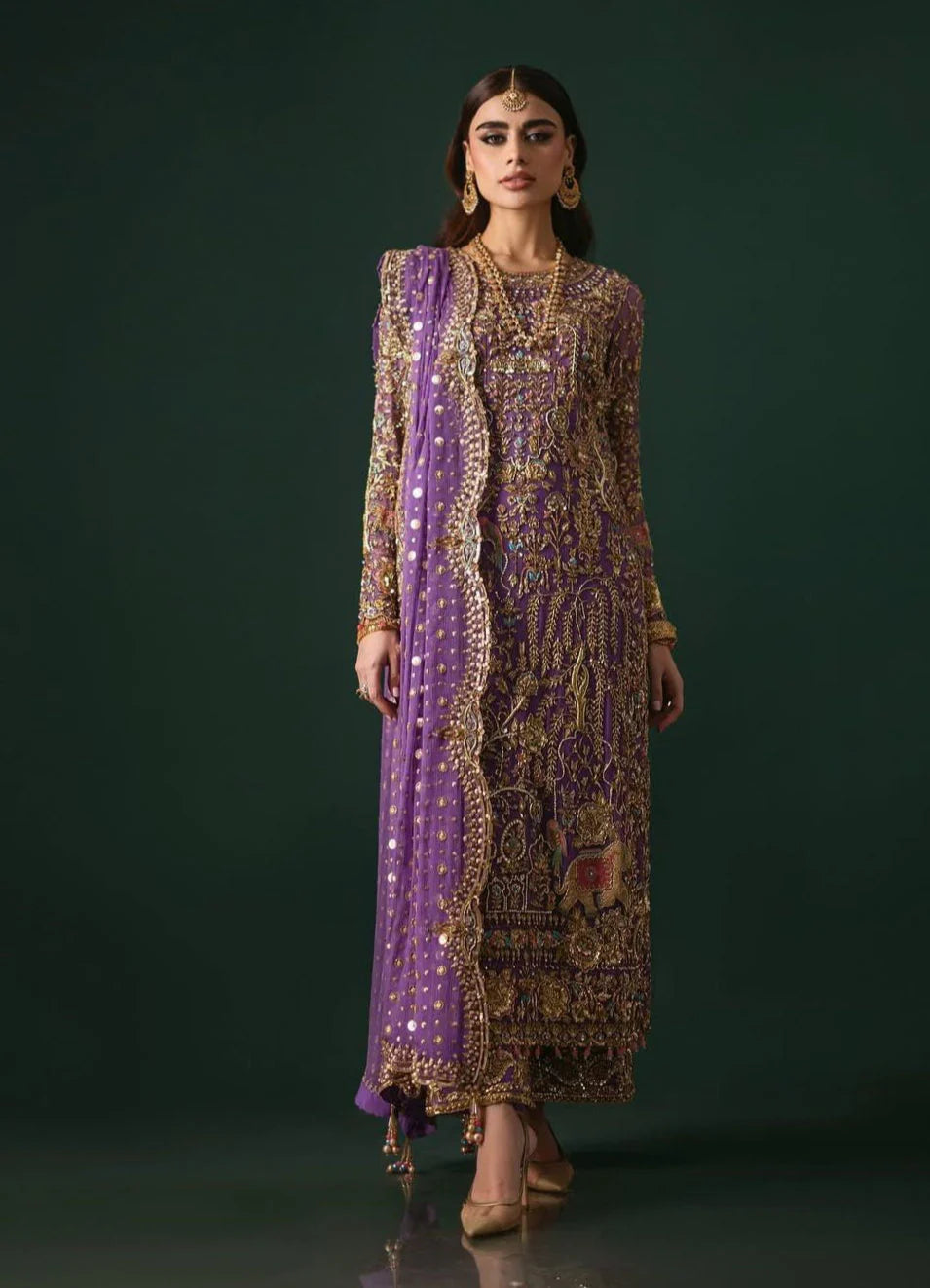 Nomi Ansari | 3 Piece Unstitched Embroidered Silk | Couture