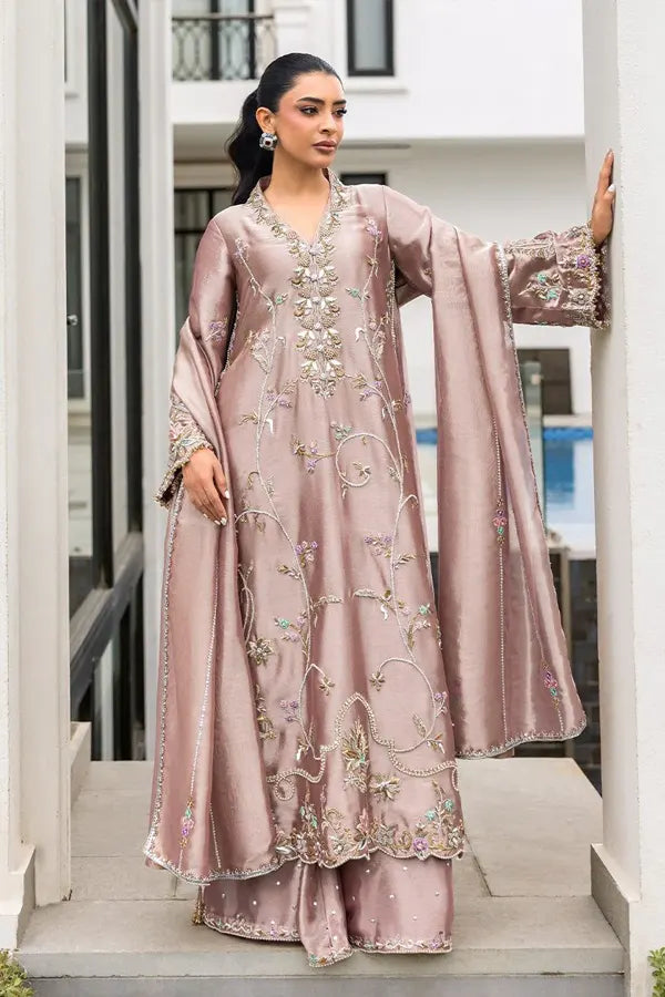 Sunniya Mahahil | 3 Piece Unstitched Embroidered Zari Fabric | Emerra