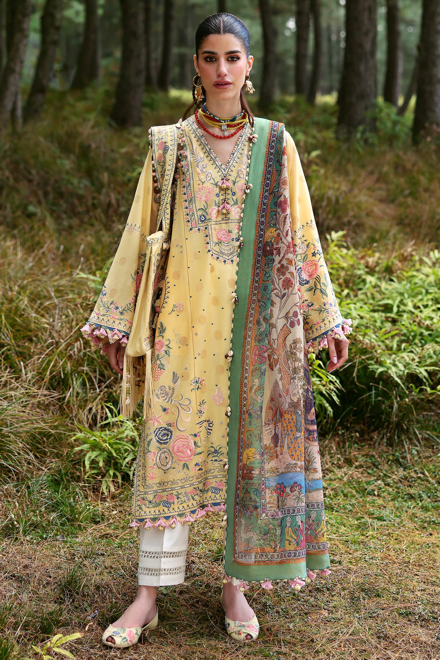 Zaha by Khadija Shah | 3 Piece Unstitched Embroidered Lawn | ZURI (ZL25-12 A)