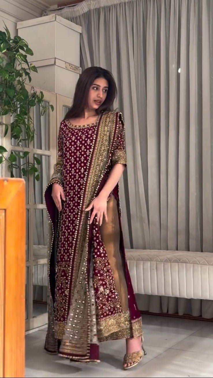 Haris Shakeel | 3 Piece Unstitched Embroidered Tussle Silk | Areesha