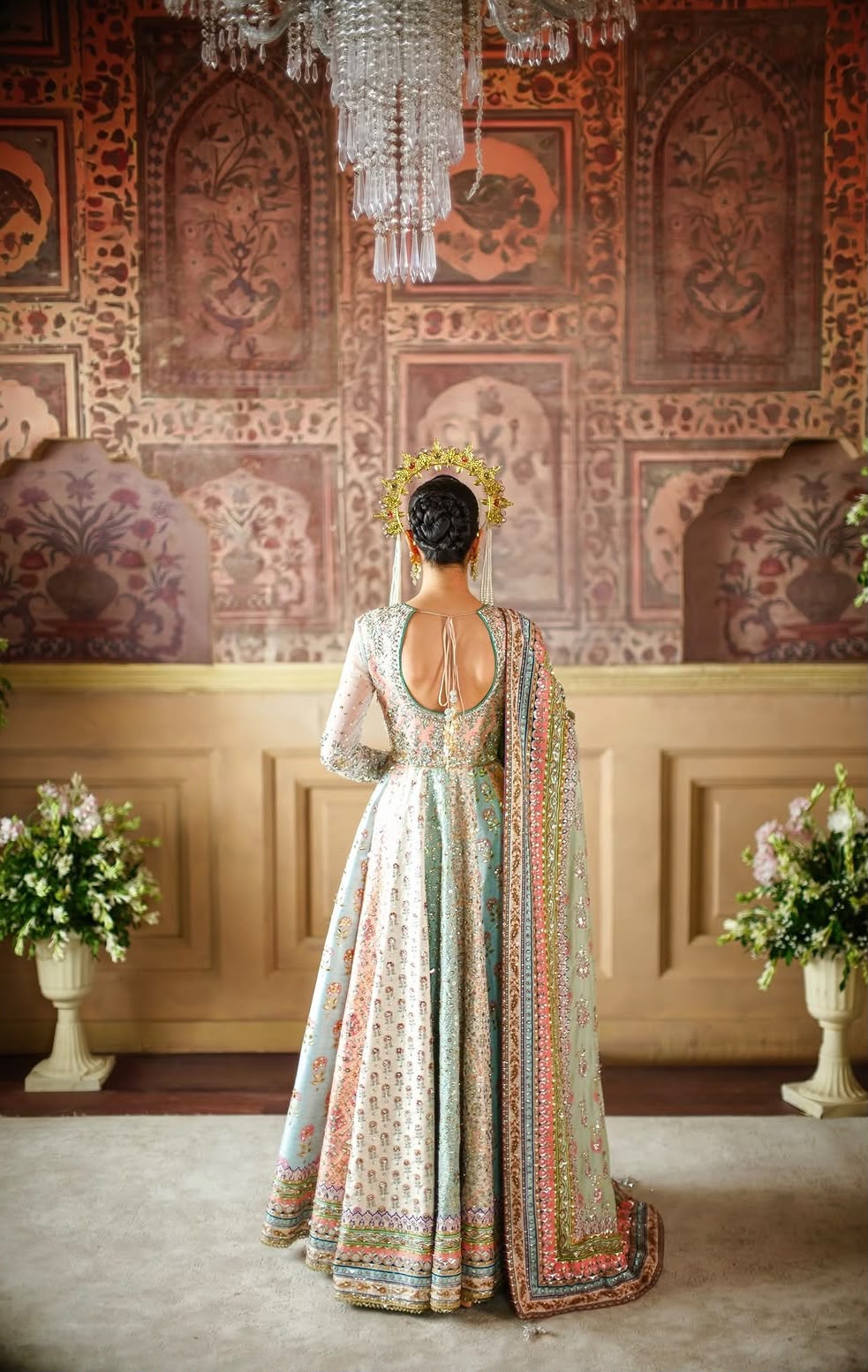 Nomi Ansari | 3 Piece Unstitched Embroidered Bridal Dress | Pastel