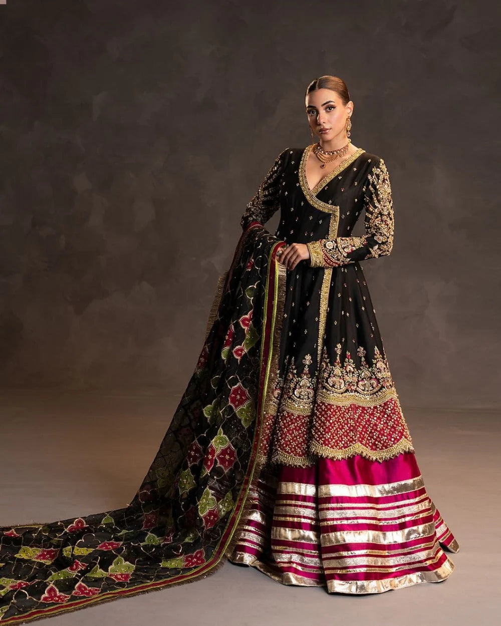 Ahmad Sultan | 3 Piece Unstitched Embroidered Bridal | Raqs - Swan’s Serenade