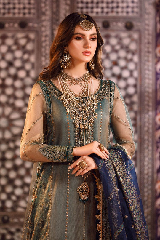 Maria B. | Unstitched MBROIDERED Raw Silk - Peacock Shades | BD-2508