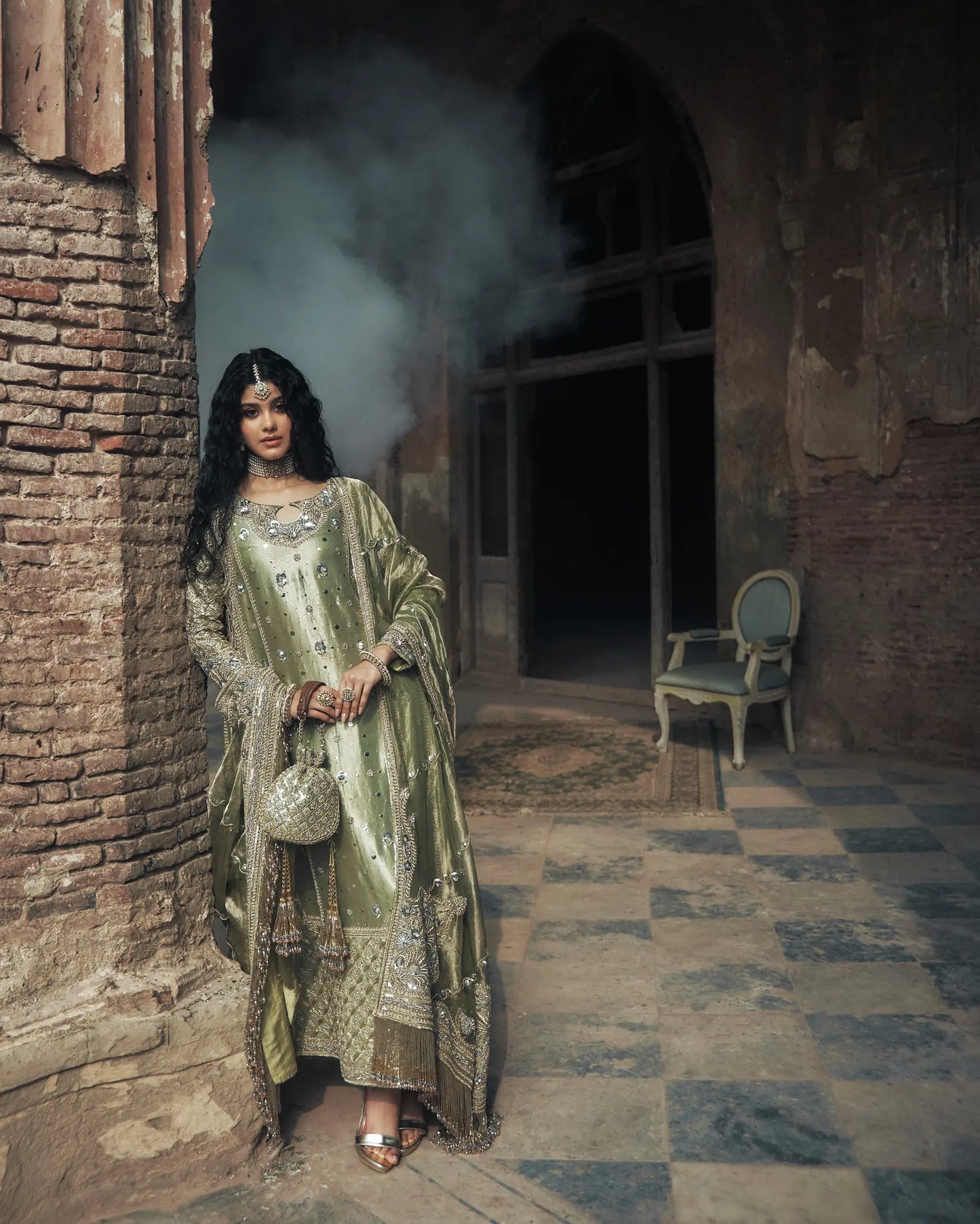 Iqbal Hussain | 3 Piece Unstitched Embroidered Tissue Fabric Formal | CC-21