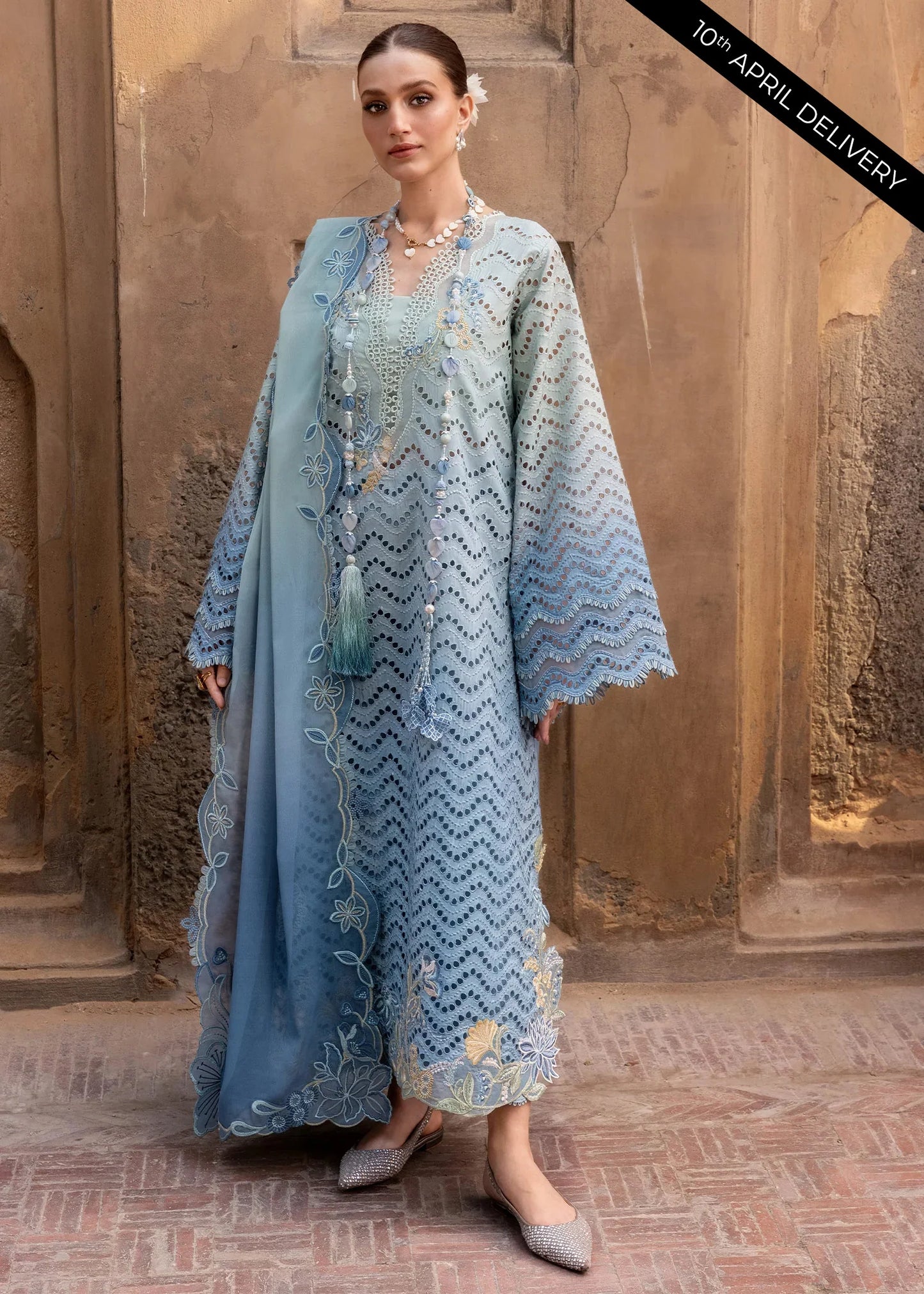 Crimson | 3 Piece Unstitched Embroidered Lawn | OMBRE LOVE - D8A