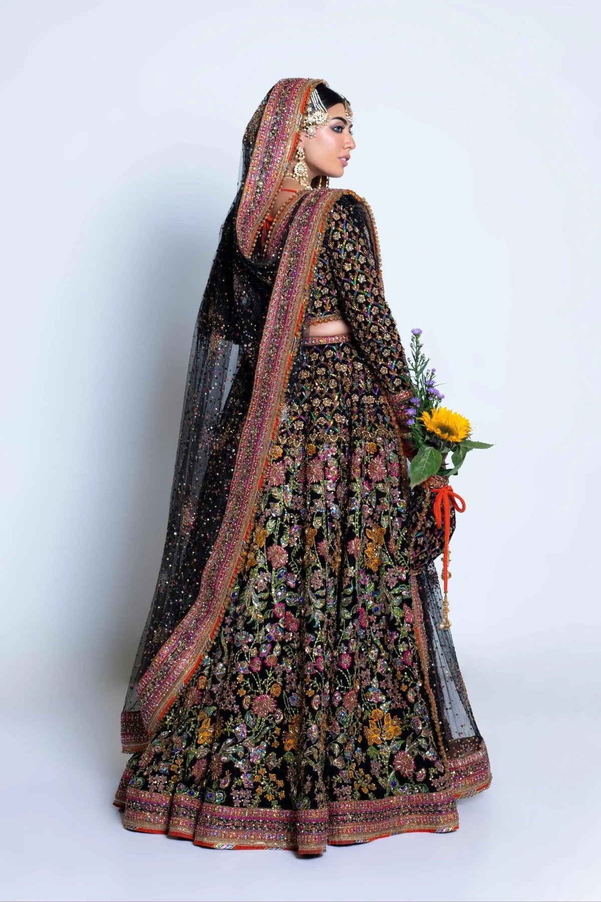 Fahad Hussyan | 3 Piece Unstitched Lehenga Cholo with Crystals | NAUSHAYZ