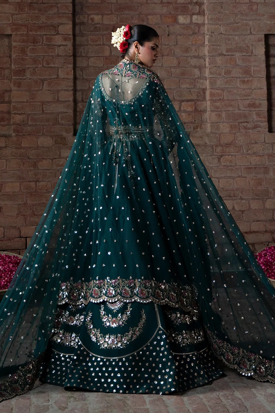 Mina Kashif | 3 Piece Unstitched Embroidered Korean Silk Bridal Dress | Fabiha