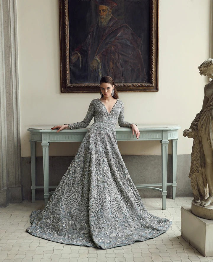 Republic Womens Wear | 3 Piece Unstitched Embroidered Organza Bridal | Novella E-66
