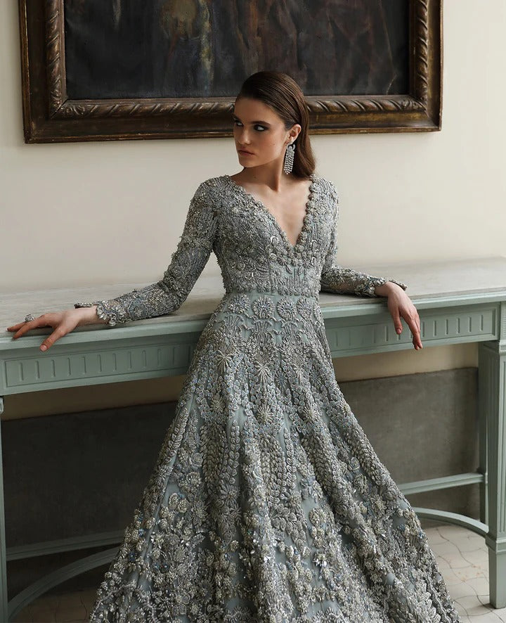 Republic Womens Wear | 3 Piece Unstitched Embroidered Organza Bridal | Novella E-66
