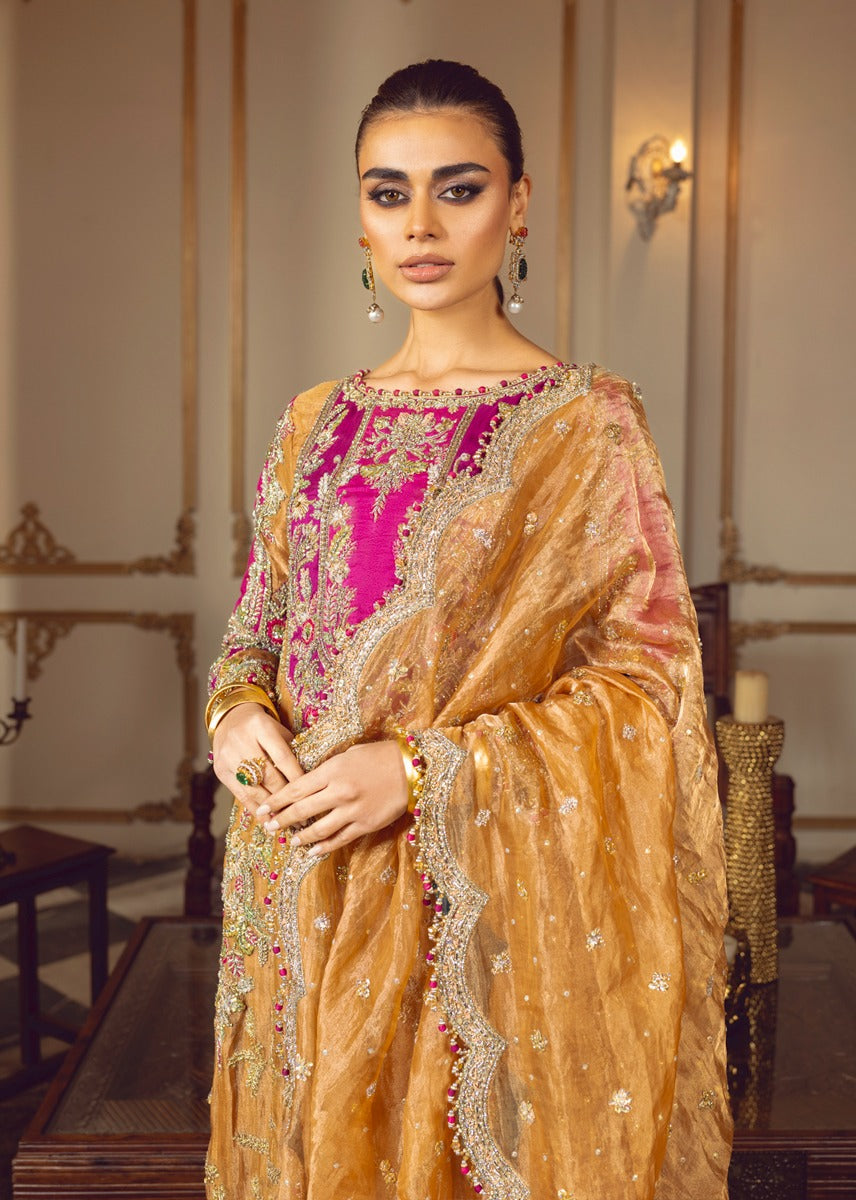 Sara Rohale Asghar | 3 Piece Unstitched Embroidered Raw Silk | Sultanique