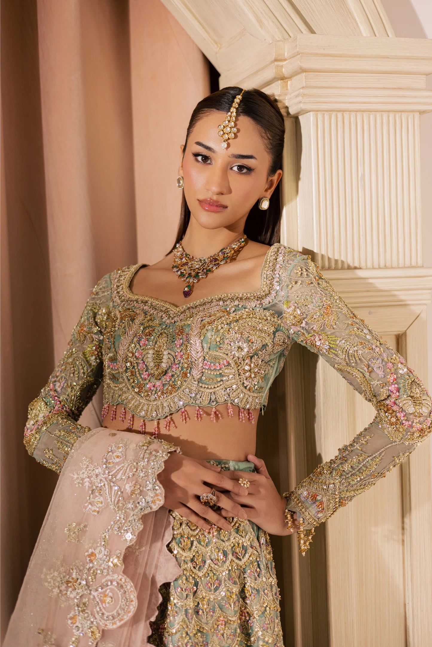 Mysie | 3 Piece Unstitched Embroidered Organza Bridal Dress | Kashaf