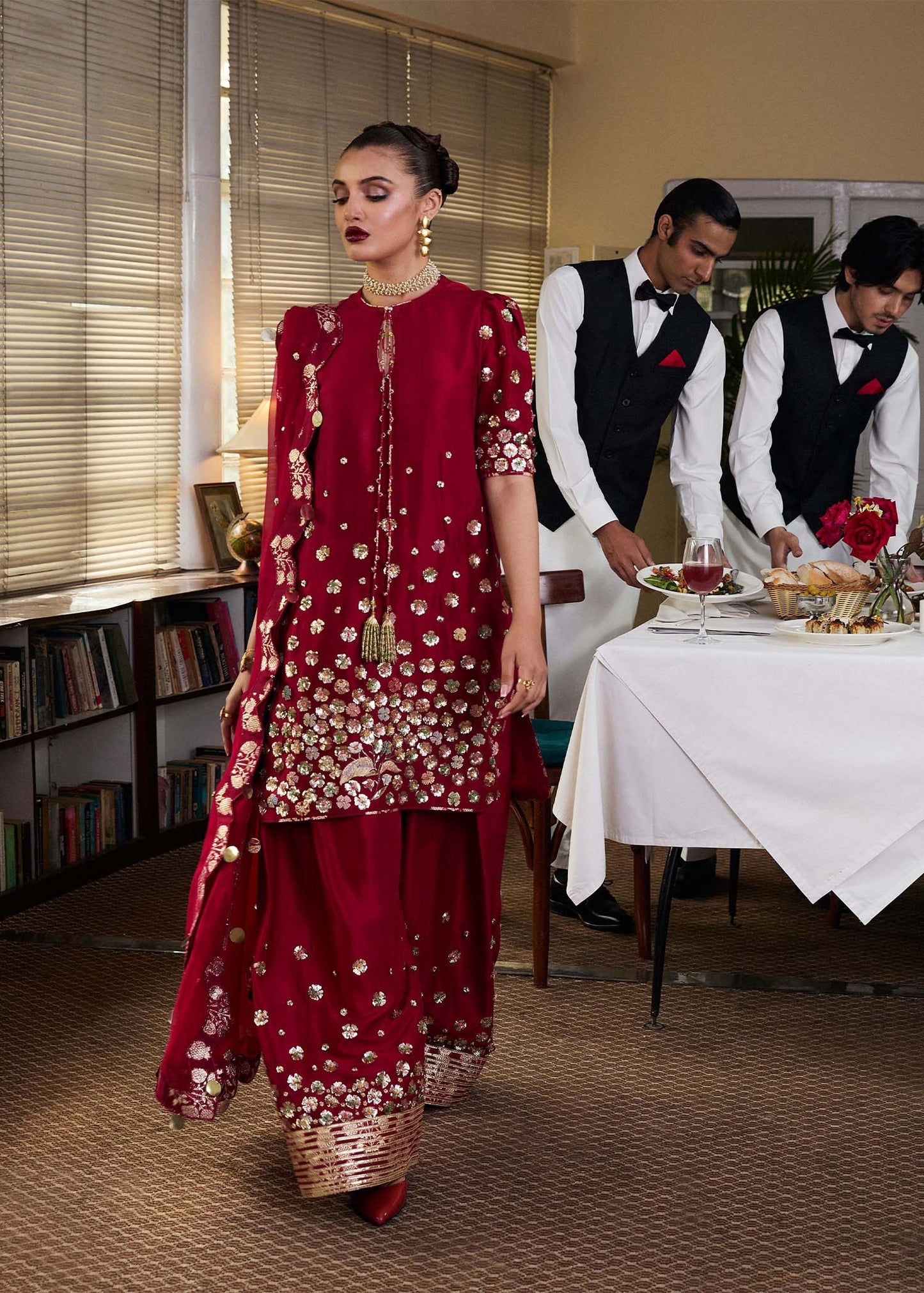 Hussain Rehar | 3 Piece Embroidered Rawsilk Outfit | Rasp