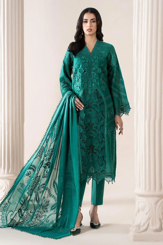 Maria B. | 3 Piece Unstitched Embroidered Organza Lawn Suit | LAWN-25-05 EL-25