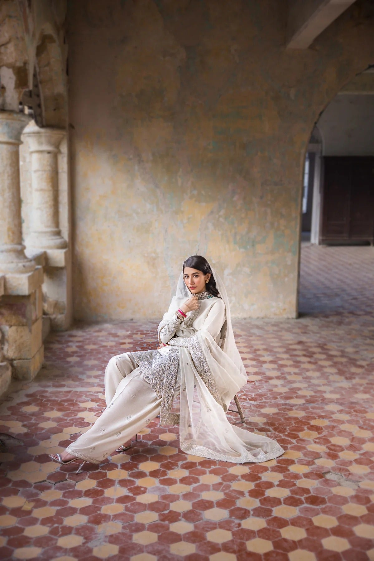 Erum Khan | 3 Piece Unstitched Embroidered Raw Silk | Hoorain