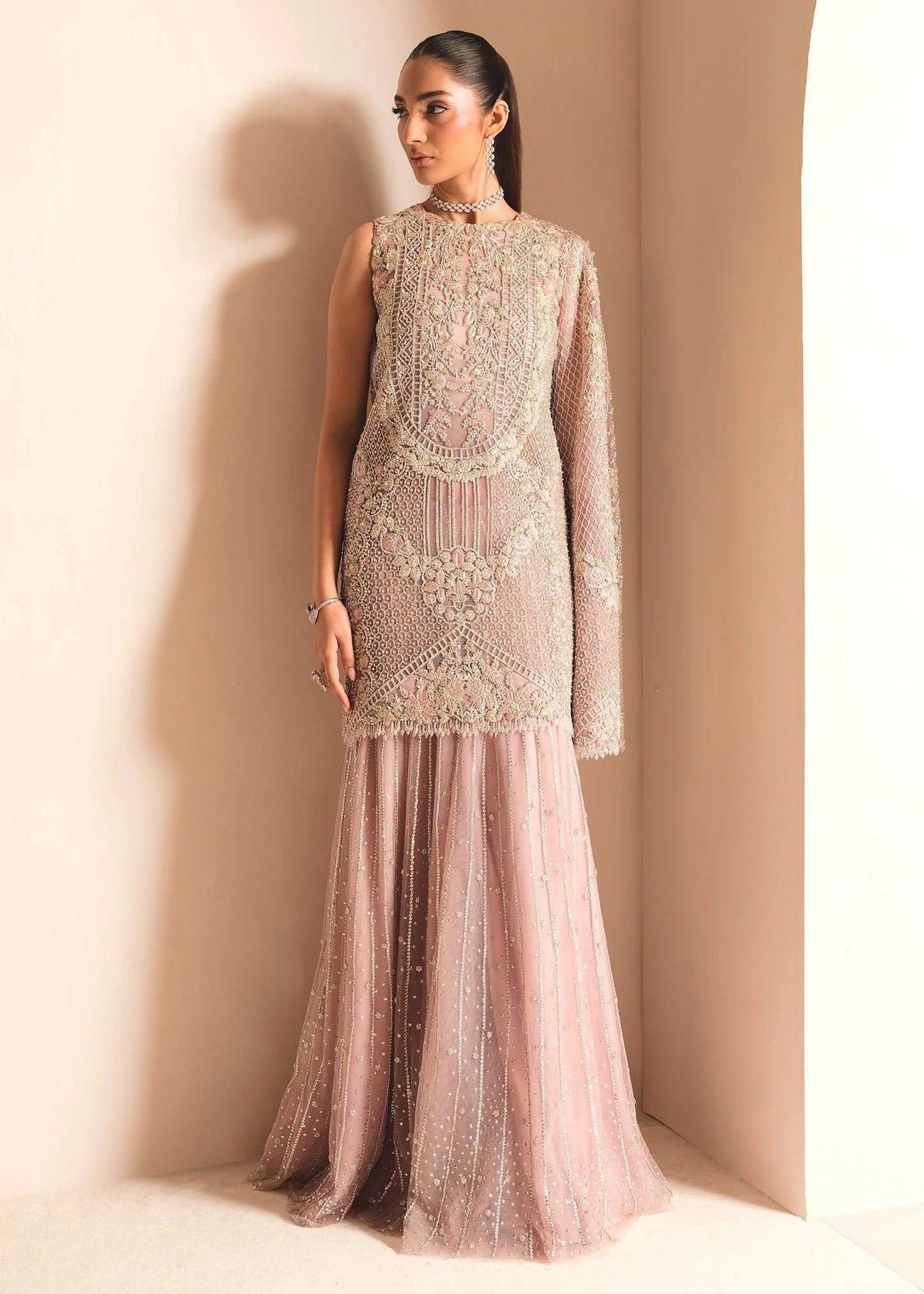 Saira Shakira | 3 Piece Unstitched Embroidered Net Outfit | Lush