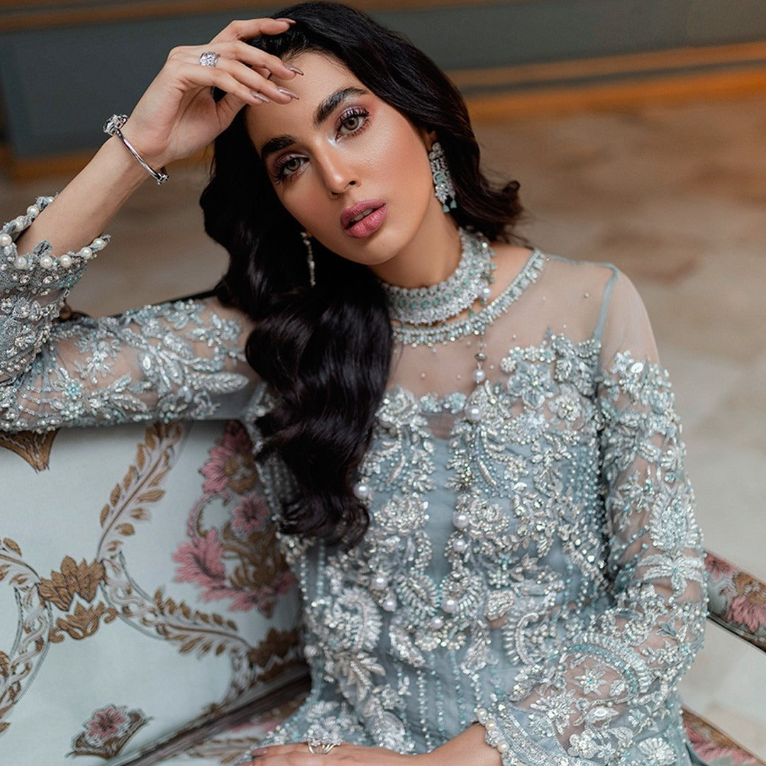 Mushq | 3 Piece Unstitched Embroidered Organza | Adela