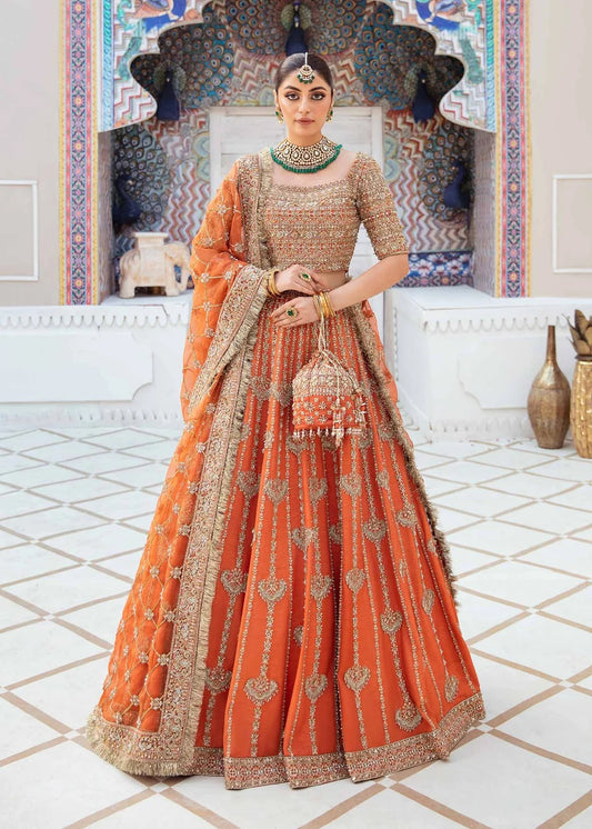 Kanwal Malik |  Embroidered Orange Rawsilk Choli Lehnga | Kesar