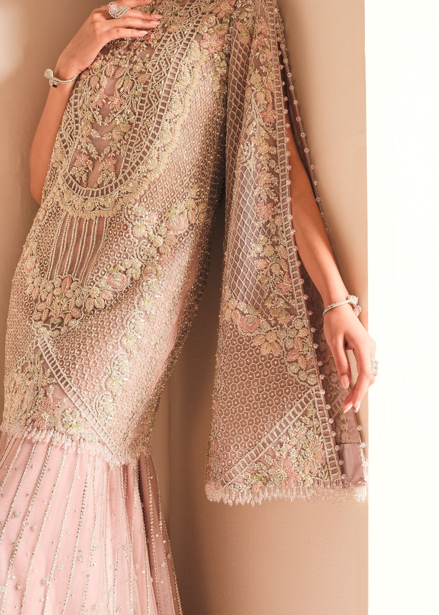 Saira Shakira | 3 Piece Unstitched Embroidered Net Outfit | Lush