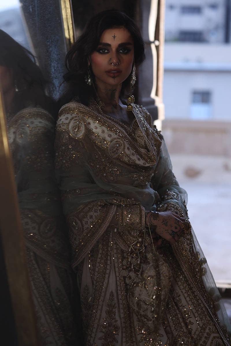 Mohsin Naveed Ranjha | Italian Silk Choli Lehgna | Bibbojaan
