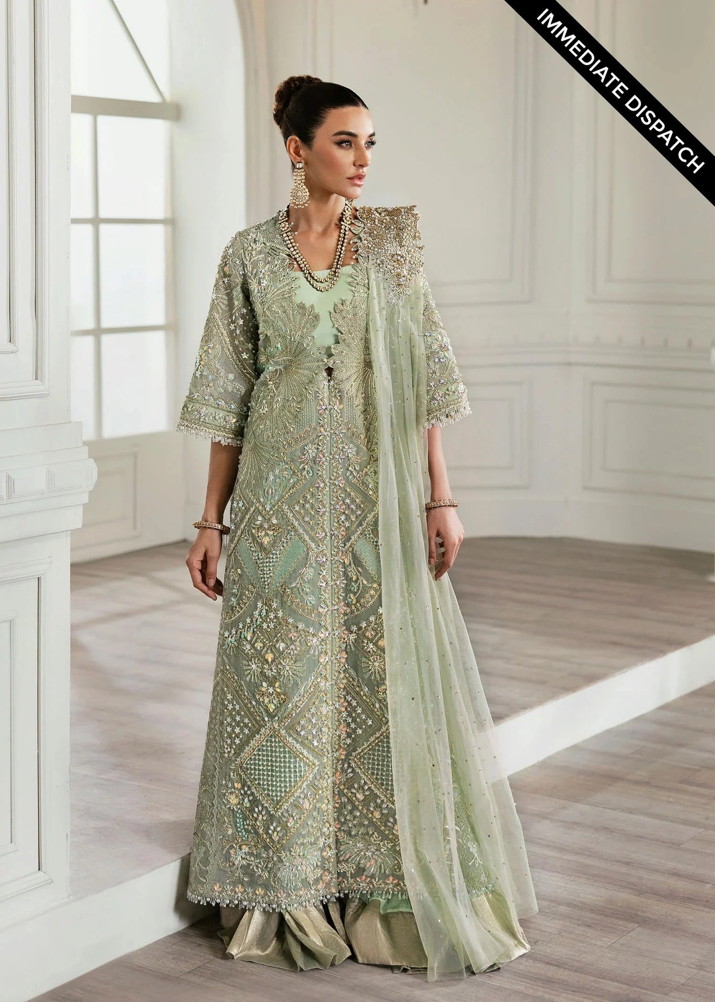 Crimson | 4 Piece Unstitched Embroidered Organza | Art Deco Glitz