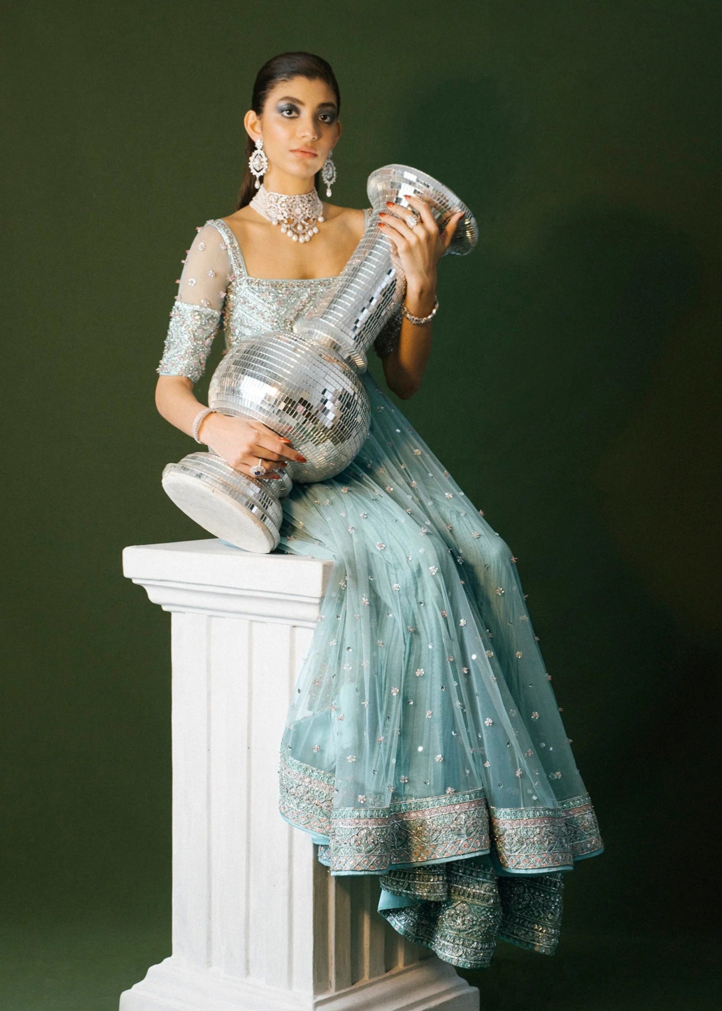 Hussain Rehar | 3 Piece Unstitched Silk Sharara | Saahil