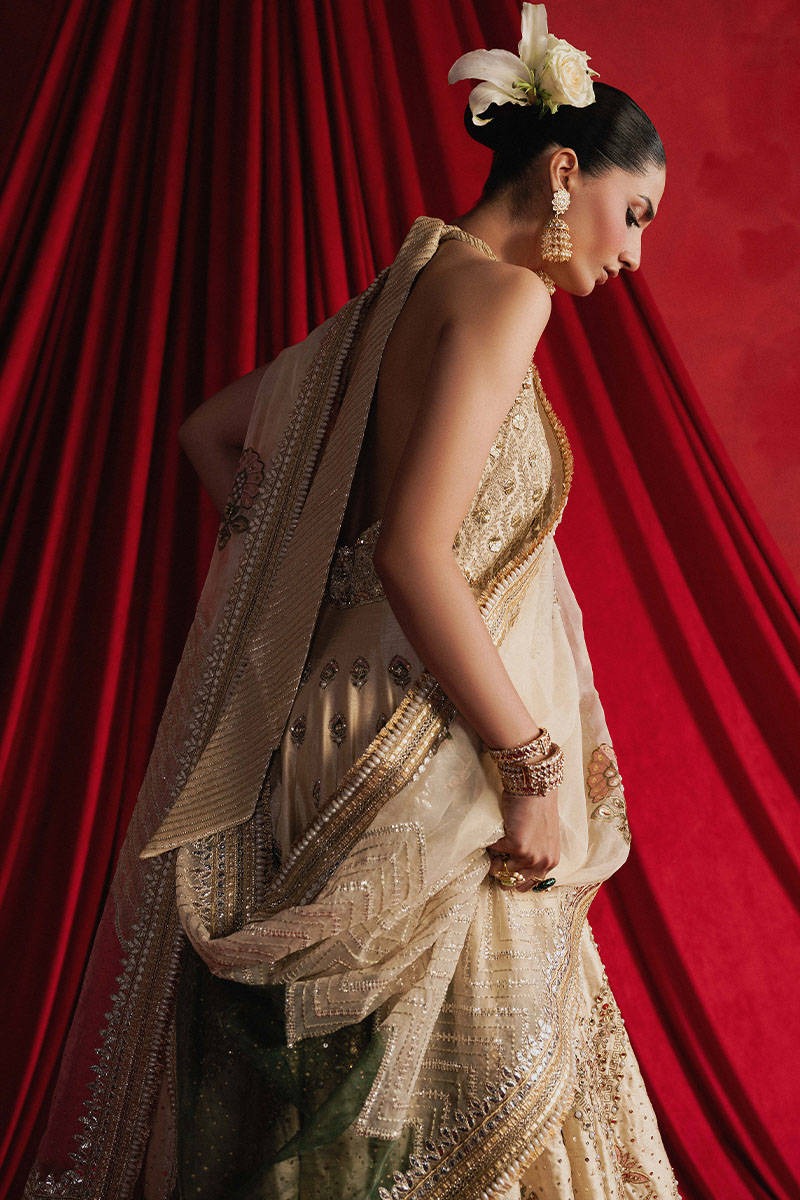 MNR | 3 Piece Unstitched Embroidered Silk Choli Lehenga | Mahjabeen