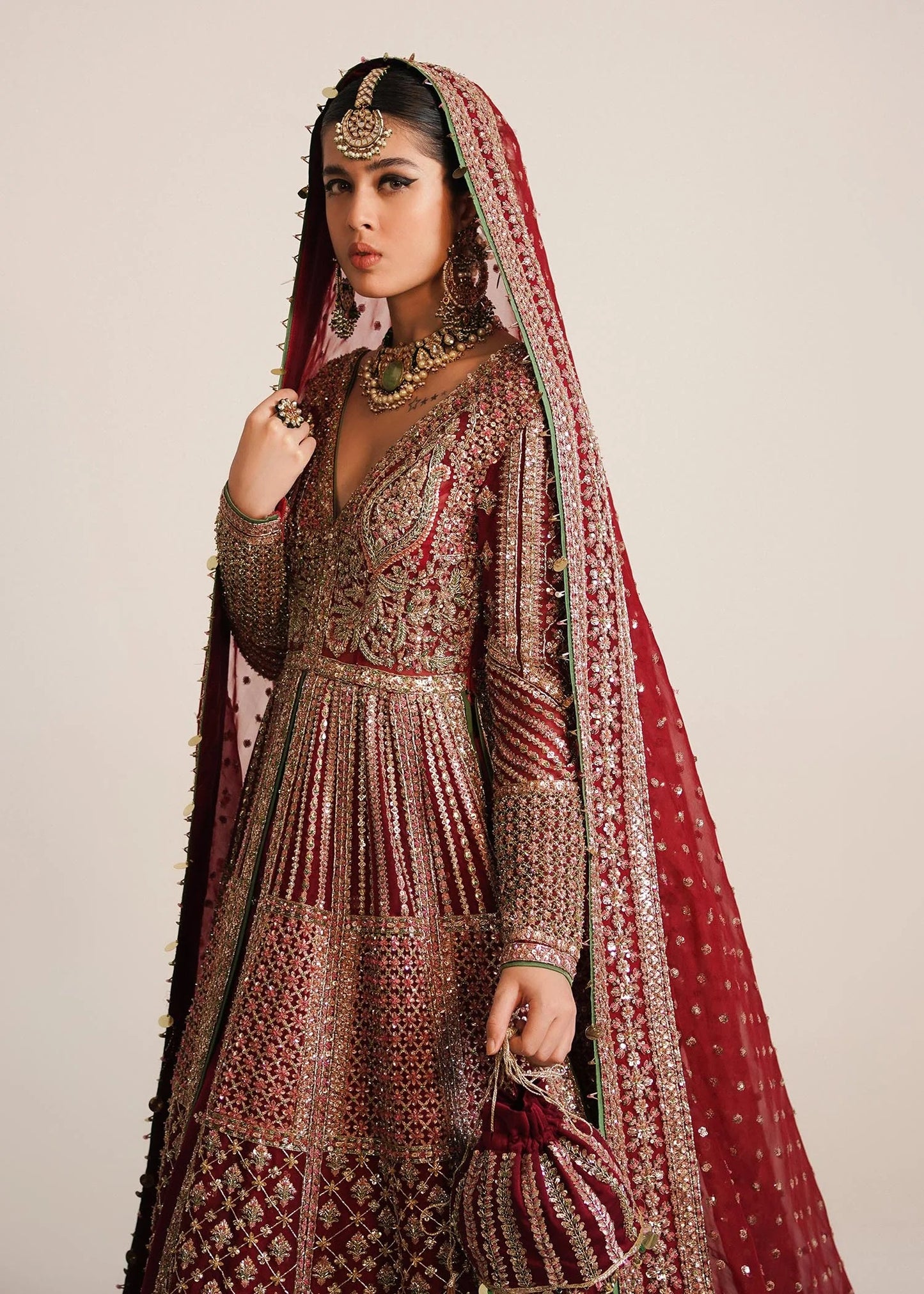 Hussain Rehar | Bridal Lehnga with Organza Dupatta | Sarang