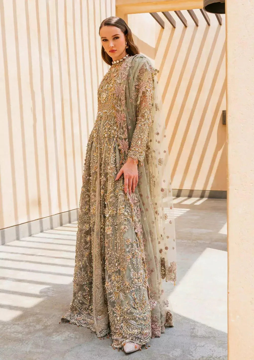 Elaf Premium | 3 Piece Unstitched Embroidered Poly Net Hand Embellished | EEB-08 RANIA