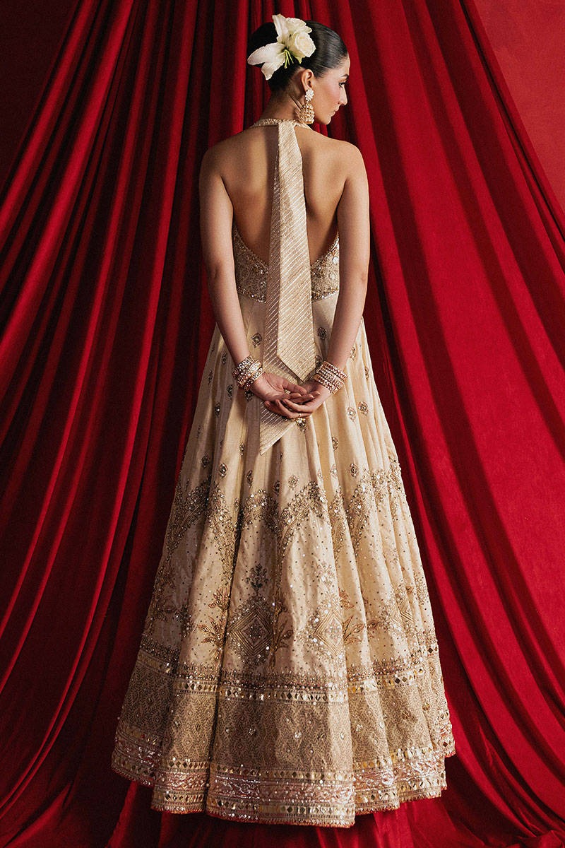 MNR | 3 Piece Unstitched Embroidered Silk Choli Lehenga | Mahjabeen