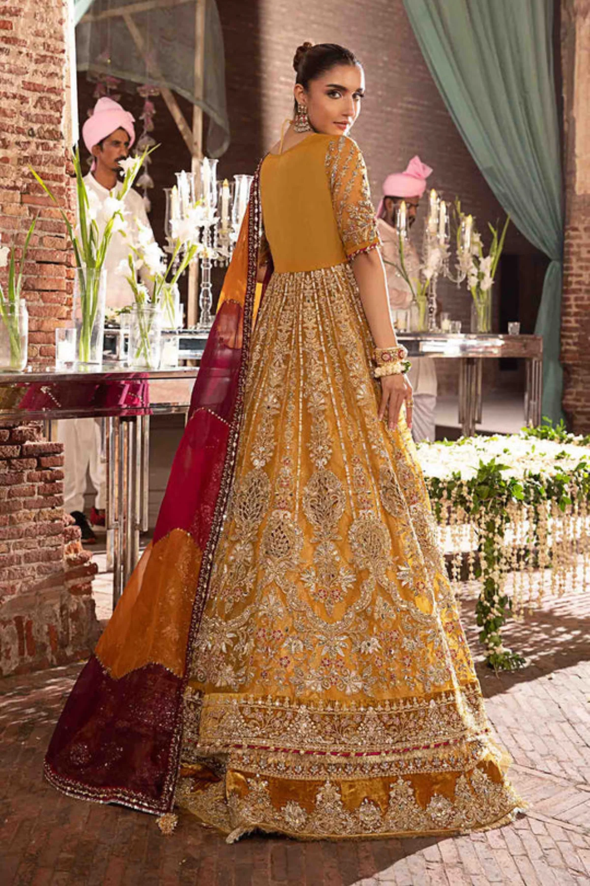 Maria B. | Unstitched Golden Glory Velvet with Embroidered Net | Gold