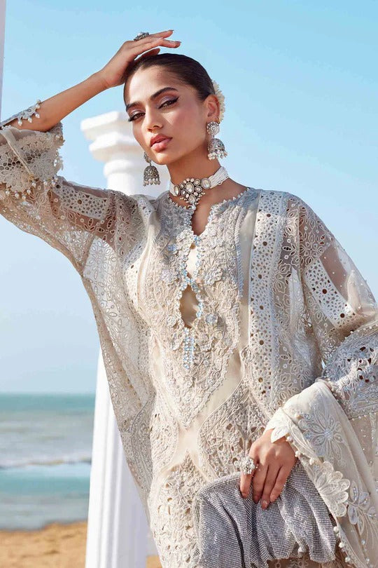 Maria B. | 3 Piece Unstitched Embroidered Organza Suit | LAWN-25-09