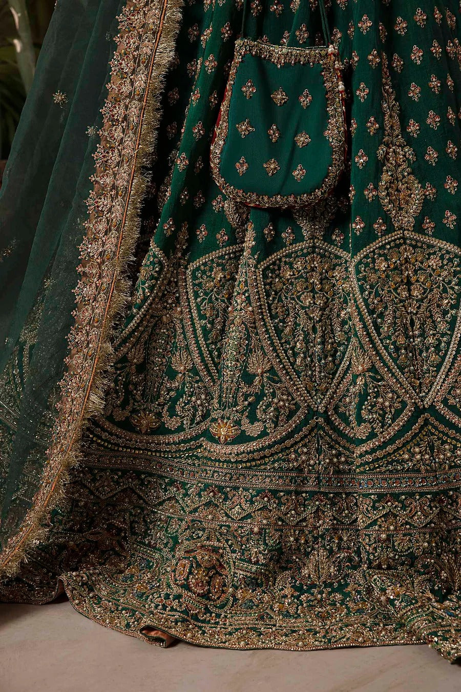 Nuriyaa | Green Lehnga Choli in Koren Raw Silk | Kiara