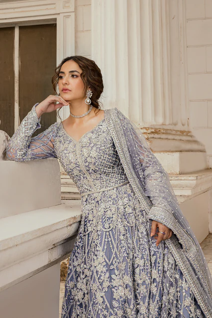 Erum Khan | 3 Piece Unstitched Net Bridal Outfit | Moonlit Majesty