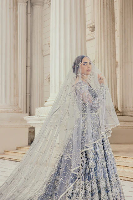 Erum Khan | 3 Piece Unstitched Net Bridal Outfit | Moonlit Majesty