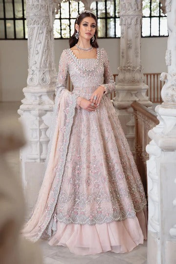 Maria B. | 3 Piece Unstitched Embroidered Organza Couture |Pale Pink MC-042