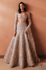 Soraya | Unstitched Soft Pink Net Lehnga | Catherine