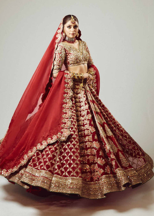Hussain Rehar | 3 Piece Unstitched organza lehenga choli | Raaqs