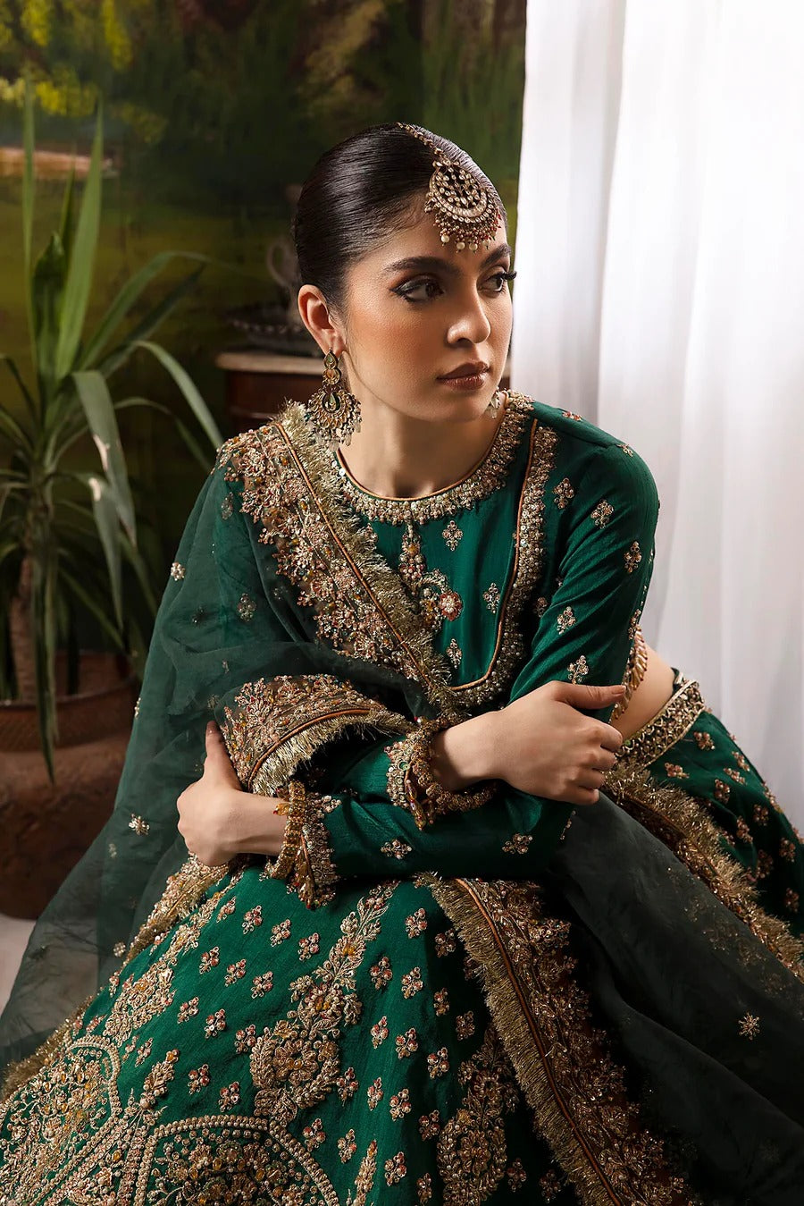 Nuriyaa | Green Lehnga Choli in Koren Raw Silk | Kiara