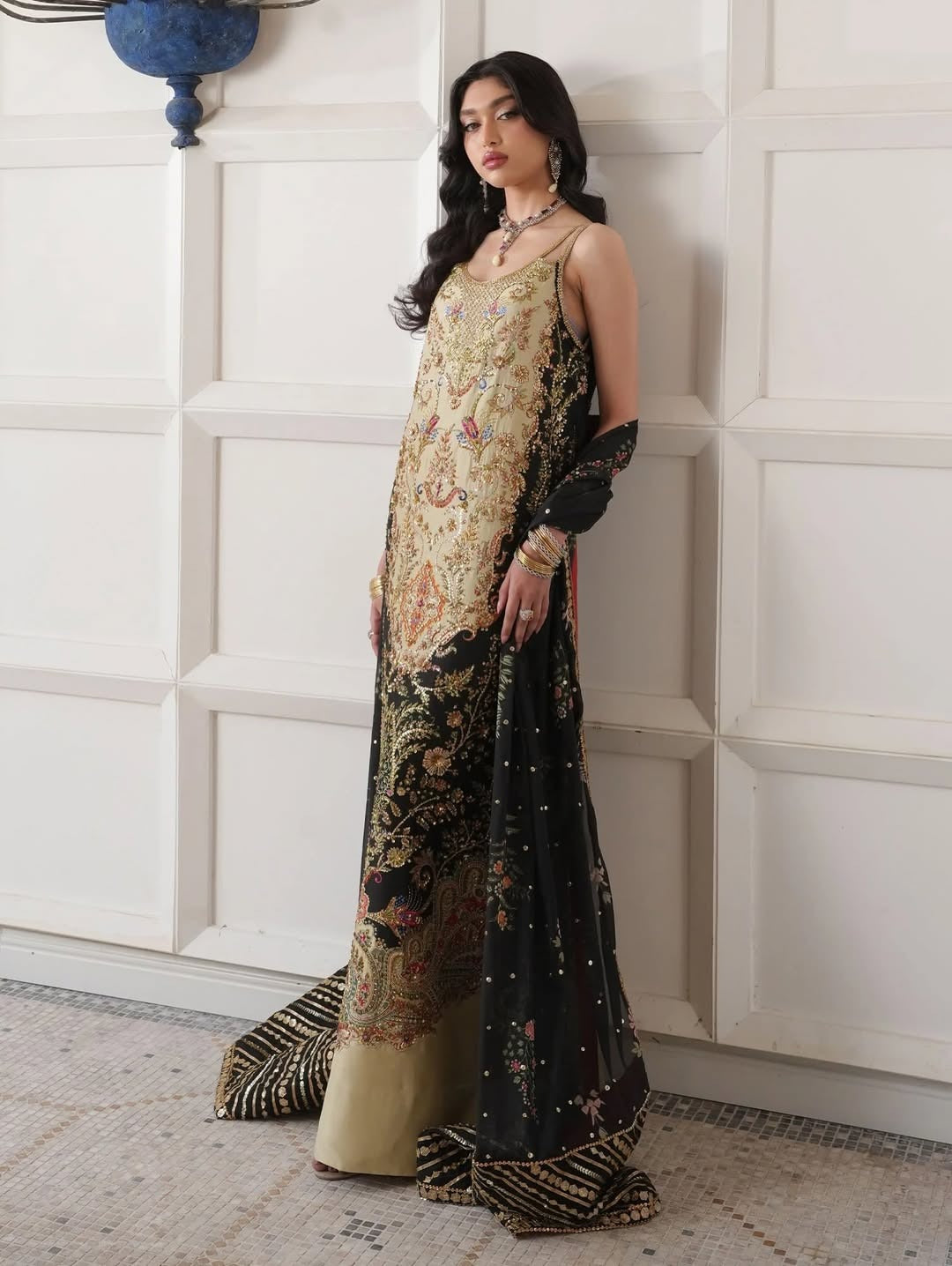 Saiara Shakira | 3 Piece Unstitched Embroidered Raw Silk | Noir Sable