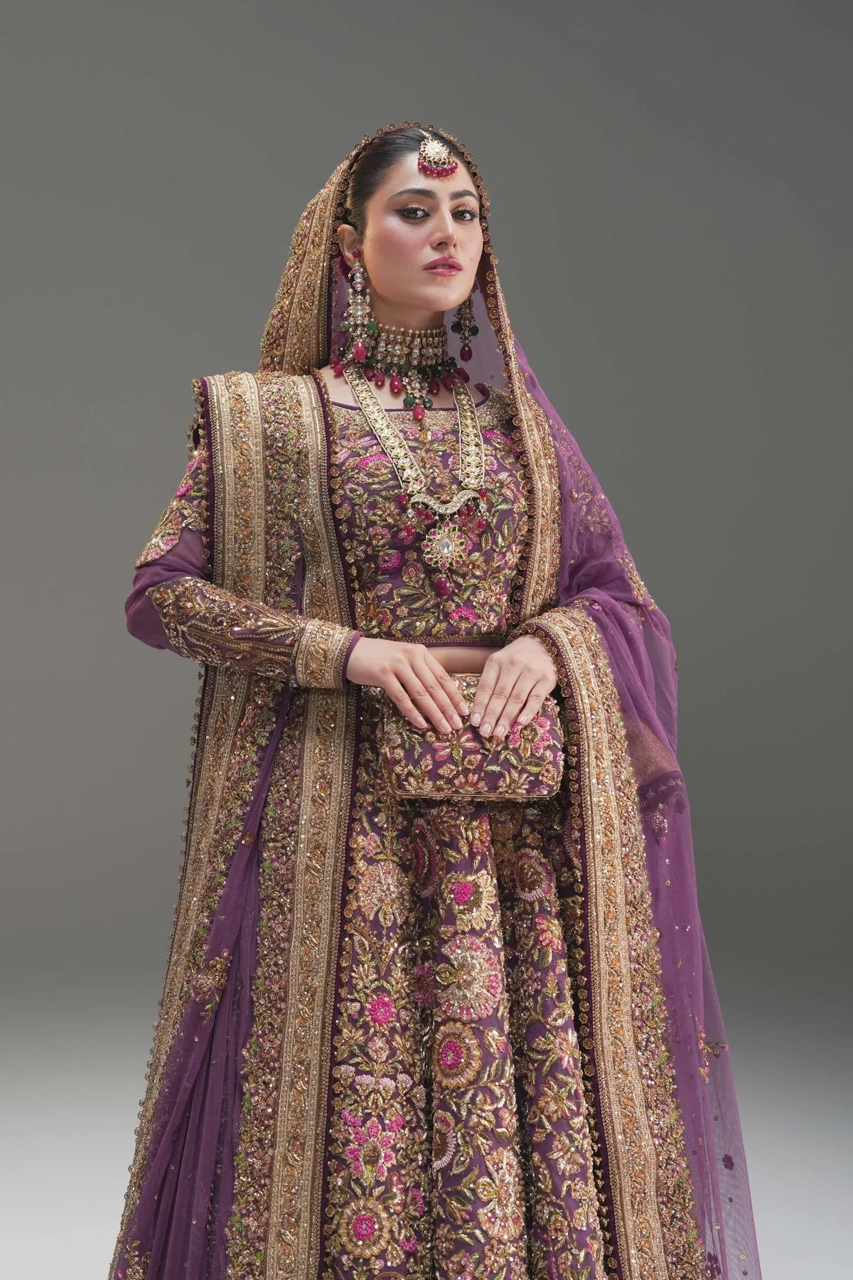 Fahad Hussayn | 3 Piece Unstitched Embroidered Lehenga | Mirbail
