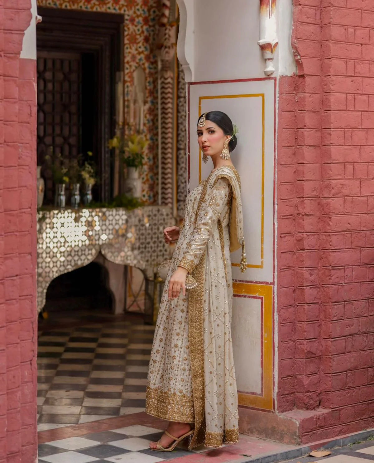 Haris Shakeel | 3 Piece Unstitched Embroidered Raw Silk | Ivory